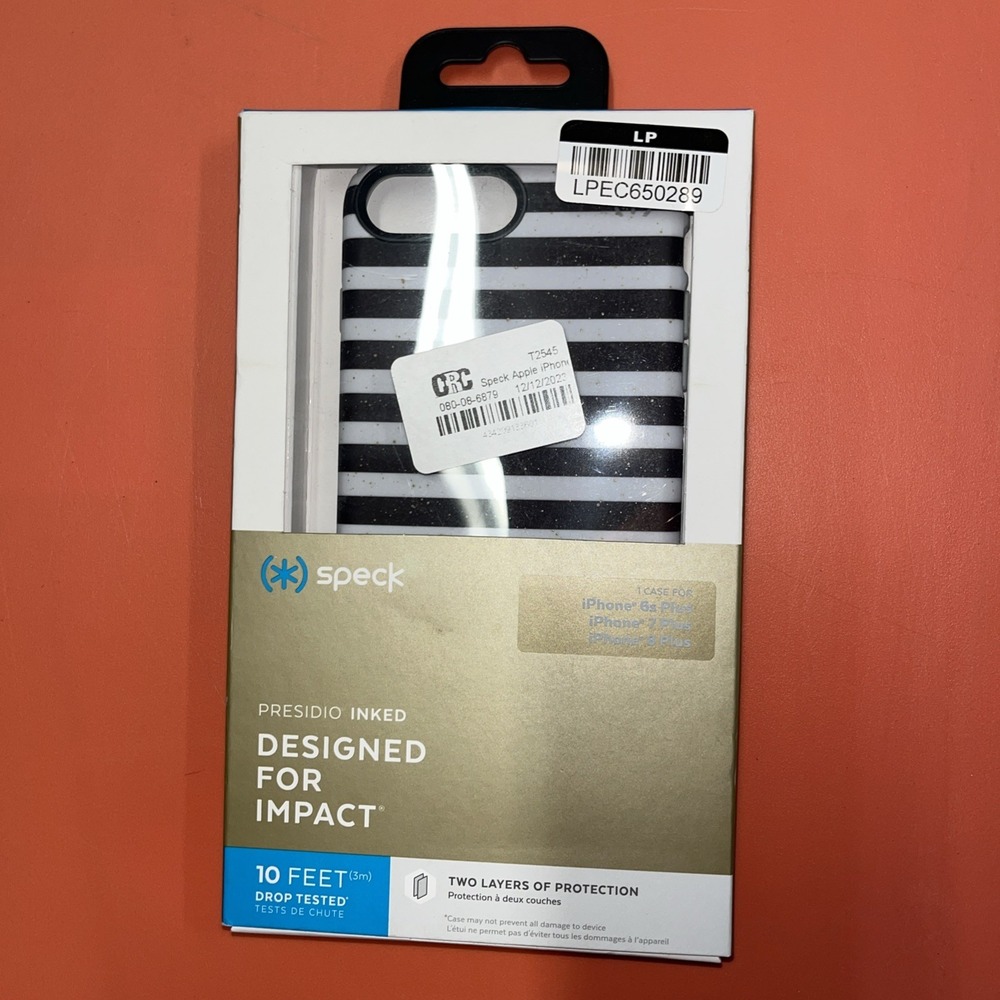 H5. Speck Presidio Inked For Apple iPhone 8 Plus / 7 Plus / 6s Plus - B & W